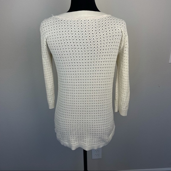 Tommy Hilfiger Open Knit Cotton 3/4 sleeve sweater top boat neck size S - Picture 9 of 14